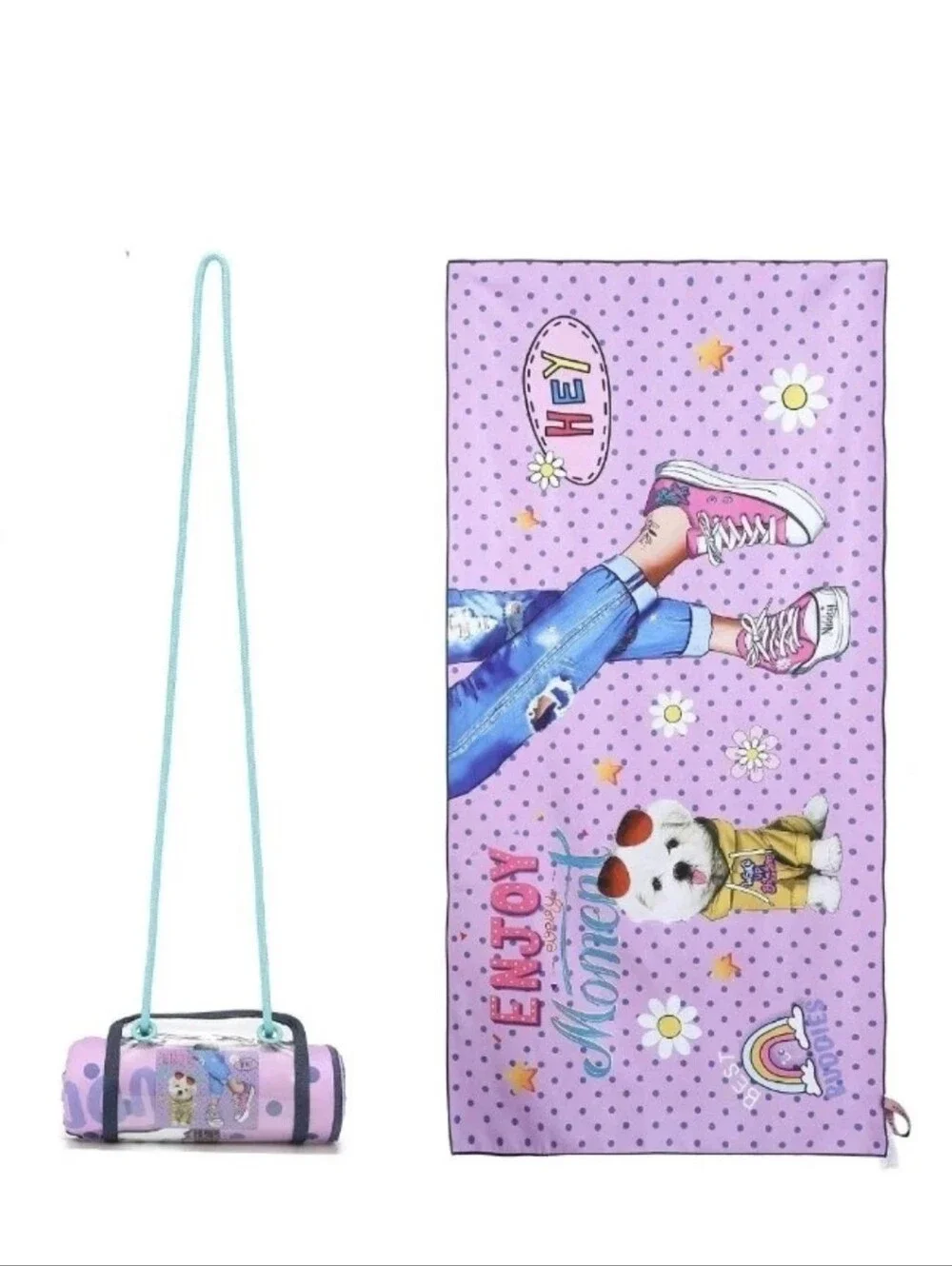 Nikky Nicole Lee Enjoy Every Moment Beach Towel with Carry Bag 64x30 NWT